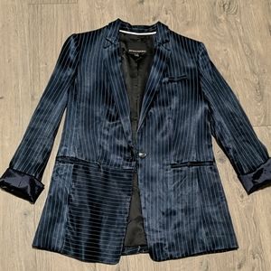 Navy pinstripe longline blazer